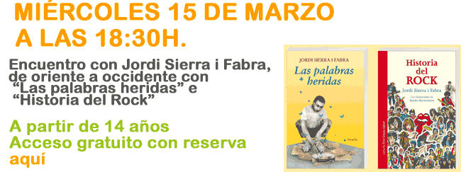 Encuentro con el autor Jordi Sierra i Fabra Mi&eacute;rcoles 15 a las 18:30h