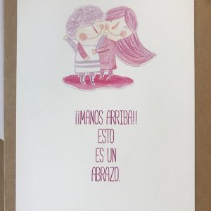 Tarjetón de regalo de Raquel Bonita. Abrazo